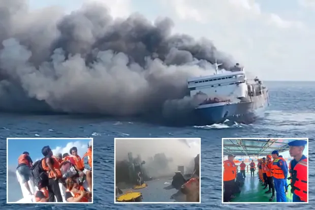 মাঝ সাগরে জ্বলছে যাত্রীবাহী ফেরি, প্রাণে বাঁচতে লাফ দিয়ে বহু হতাহত
